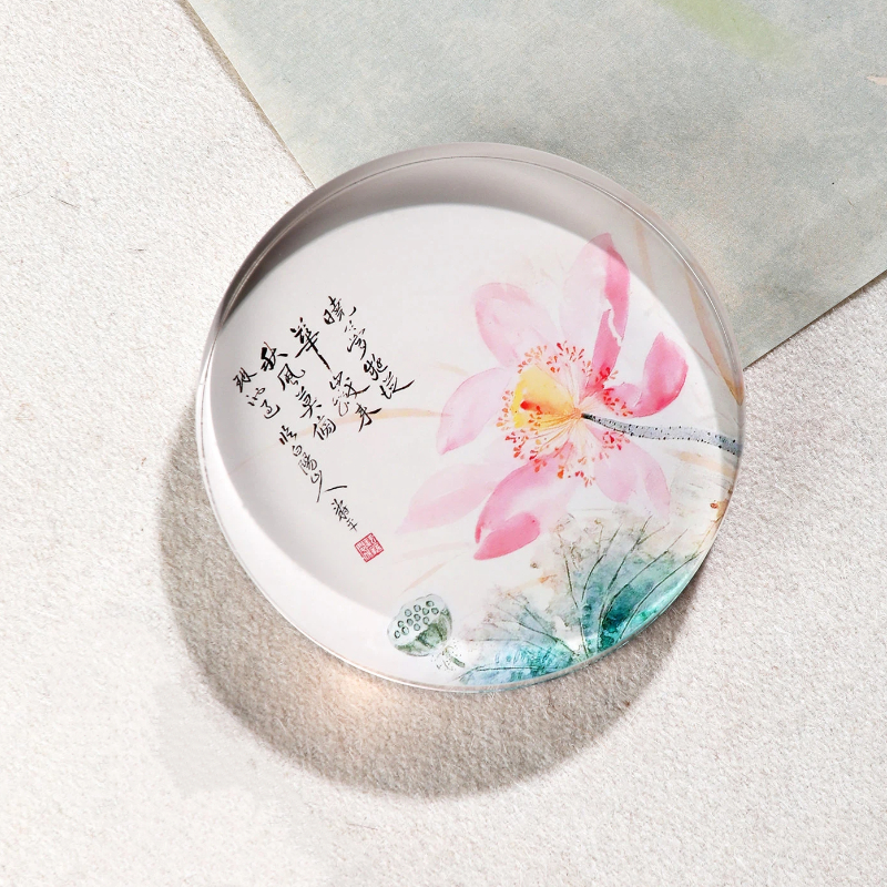 Paper Weight Crystal - Chinese-style Round Crystal Paperweight Calligraphy-specific Paper