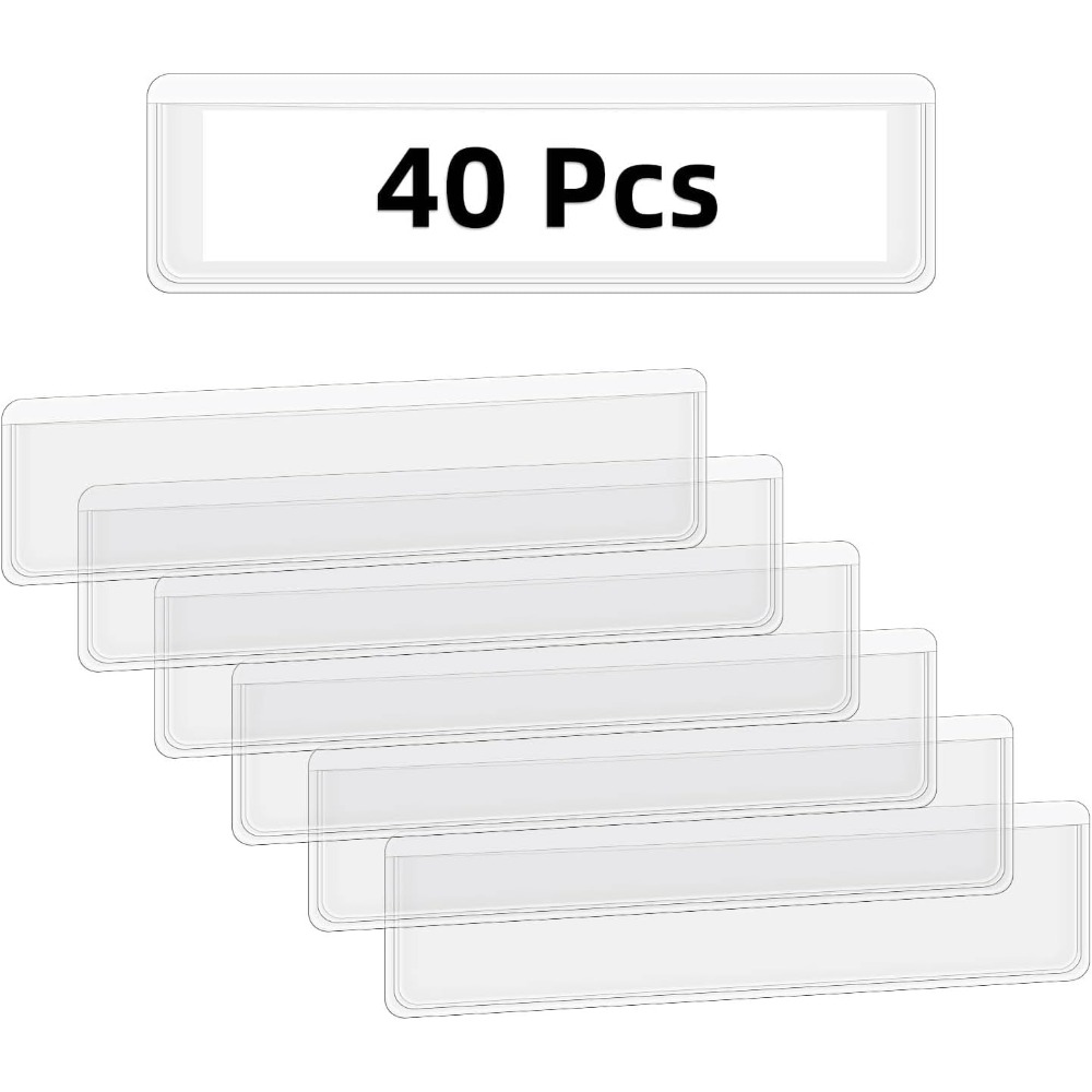 Index Card Holder - 40 Pack Self Adhesive Clear Plastic