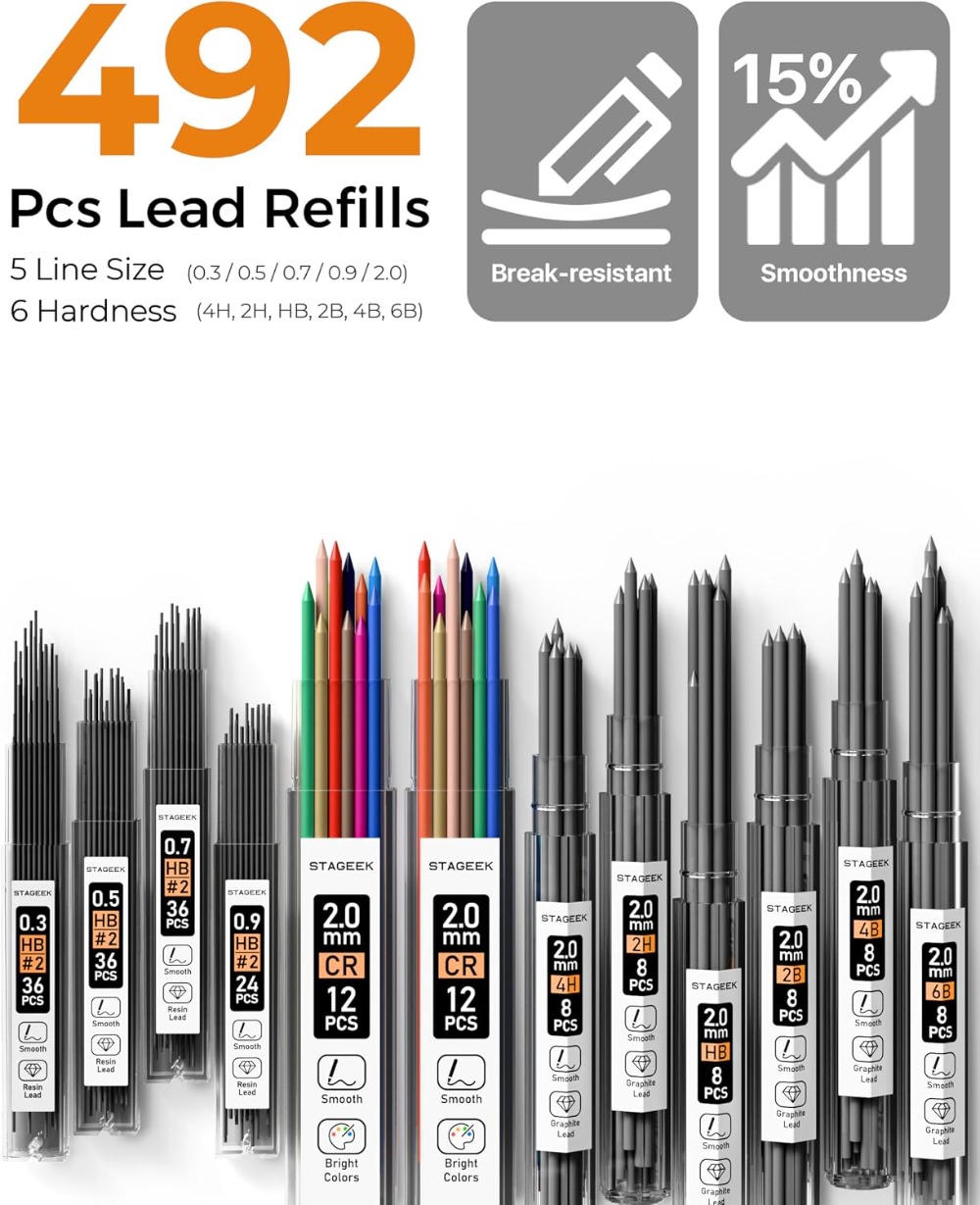 Mechanical Pencil Set with Cas - Mechanical Pencil 0.3 avaliação e preço