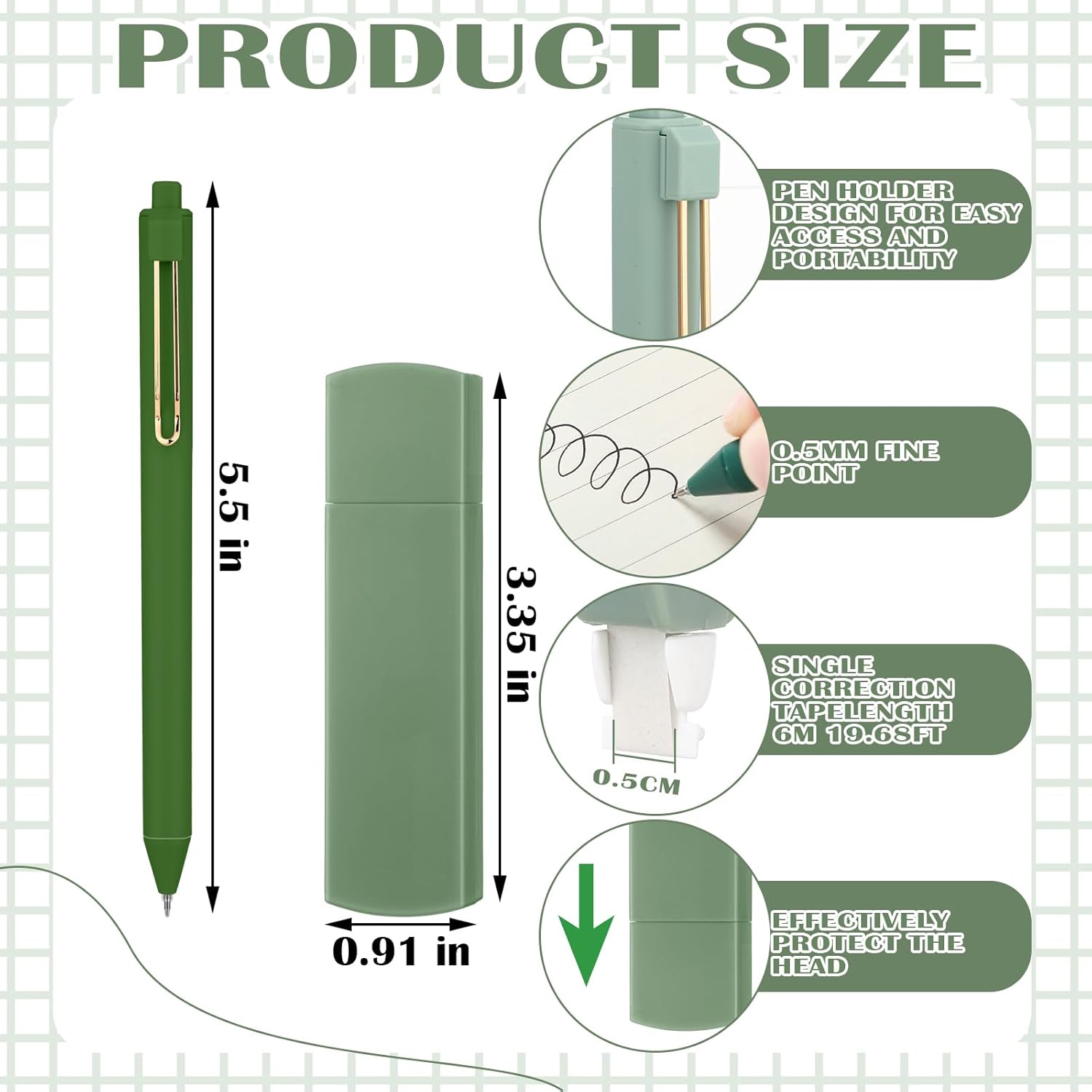 Sage Green Office Desk Accesso - Correction Pen Fine avaliação e preço