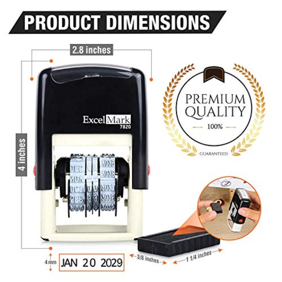 7820 Self-Inking Rubber Date S - Rubber Date Stamp avaliação e preço