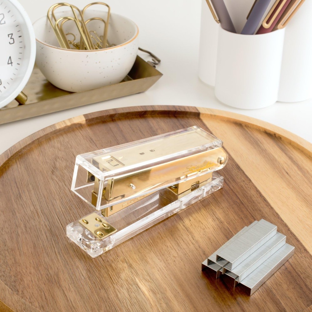 Compact Clear Acrylic Gold Sta - Stapler Half Strip avaliação e preço