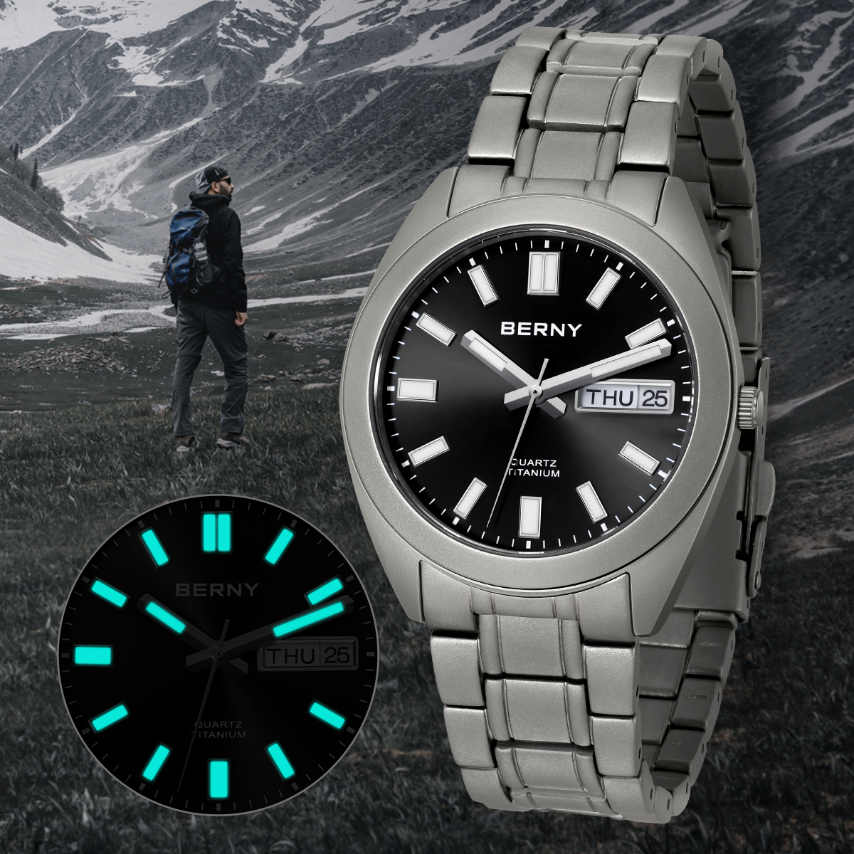 BERNY Titanium Watch for Men S - Paper Weight Crystal avaliação e preço
