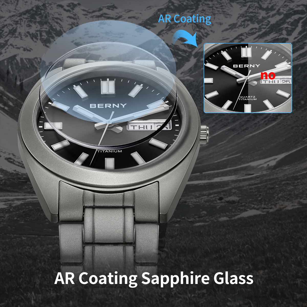 BERNY Titanium Watch for Men S - Paper Weight Crystal avaliação e preço