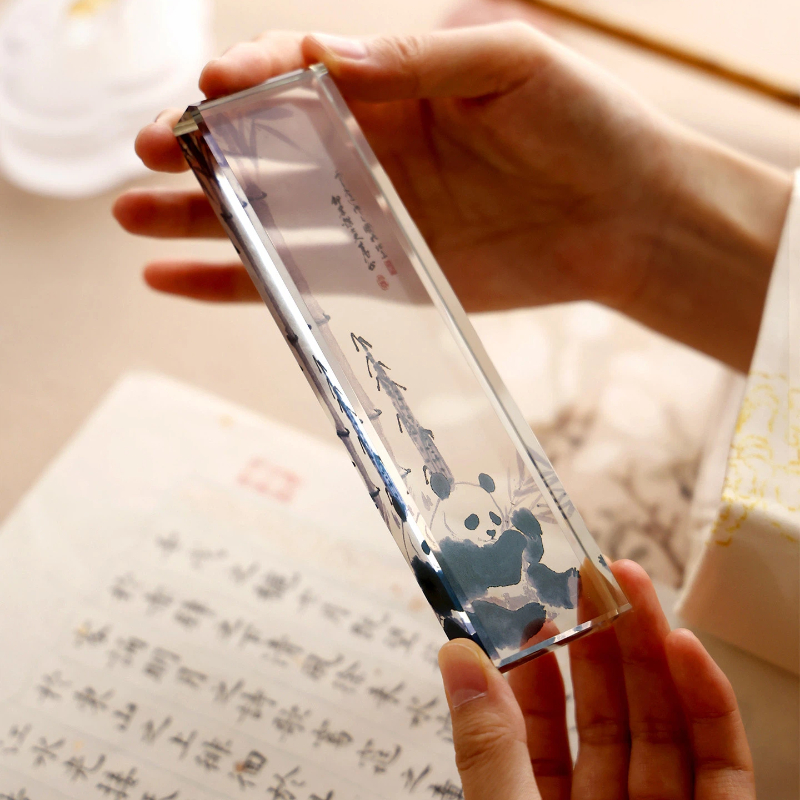 Chinese Calligraphy Crystal Pa - Paper Weight Crystal avaliação e preço