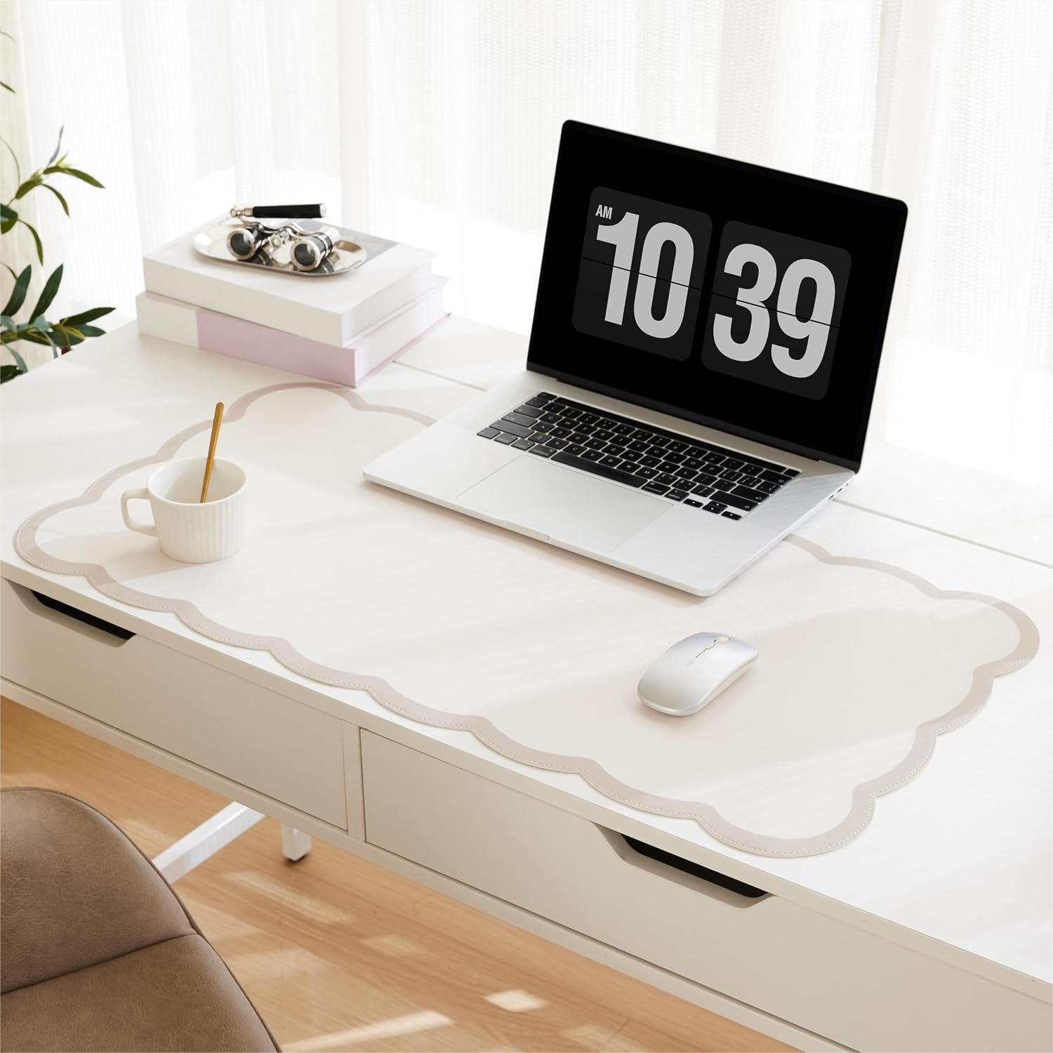 Scalloped Desk Mat 31.5x15.7 L - Leather Desk Pad avaliação e preço